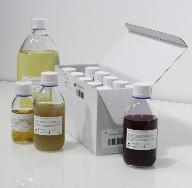 milieux de culture en bouteille
